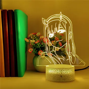 

App Control Cartoon 02 Darling In The Franxx 3d Night light 7 Colors Children Birthday Holiday Girls Bedroom Decoration Led Lamp
