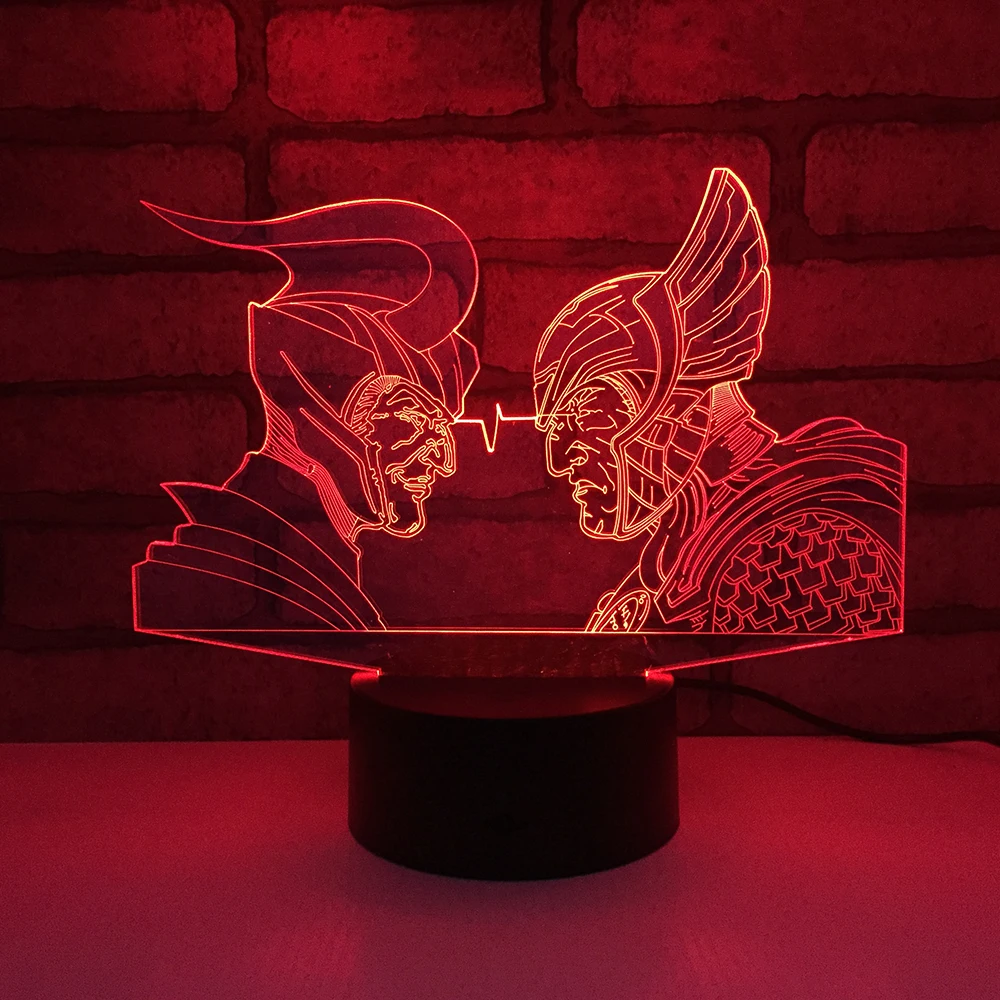 Thor Loki светодиодный ночник RGB 7 цветов Изменение Настольная лампа фигурки 1843 мальчиков девочек рождественские игрушки