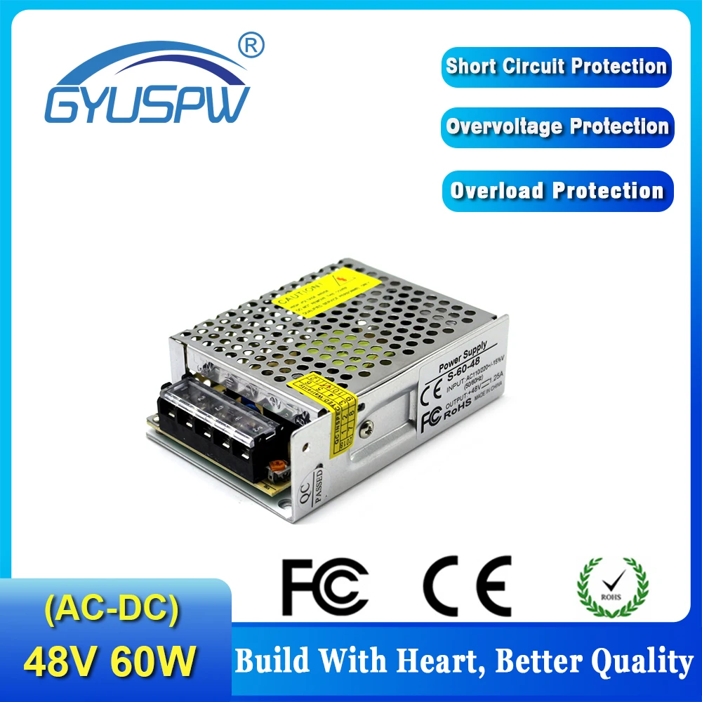 DC48V 1.3A 60W светодиодный светильник ленточный драйвер импульсный источник питания