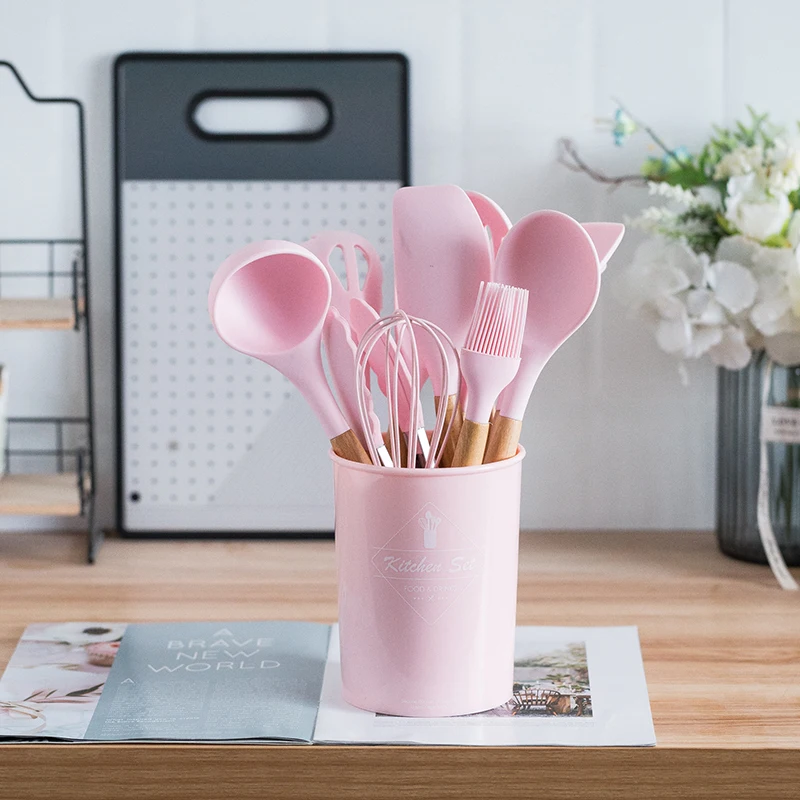 Cooking Tools Premium Silicone Utensils Turner Tongs Spatula Soup Spoon Non-stick Shovel Oil Brush Kitchen Tools kitchen utensils