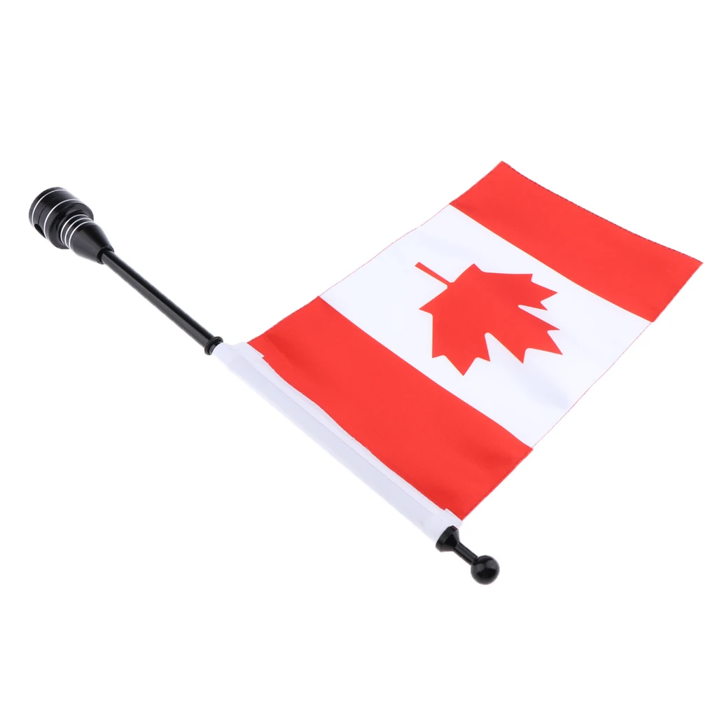 Universal Motorcycle 10x6 inch Canada Flag with Flag Pole Flagpole Mount for Luggage Rack Mounting