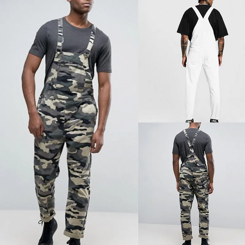 2019 осенний мужской камуфляжный комбинезон, Легкий Повседневный Свободный комбинезон, джинсовый комбинезон, джинсы, брюки для мужчин