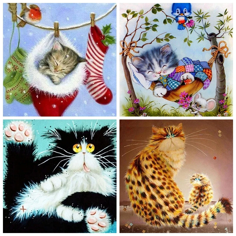 5D DIY Алмазная картина животные вышивка крестиком с котом мозаика Картина Декор