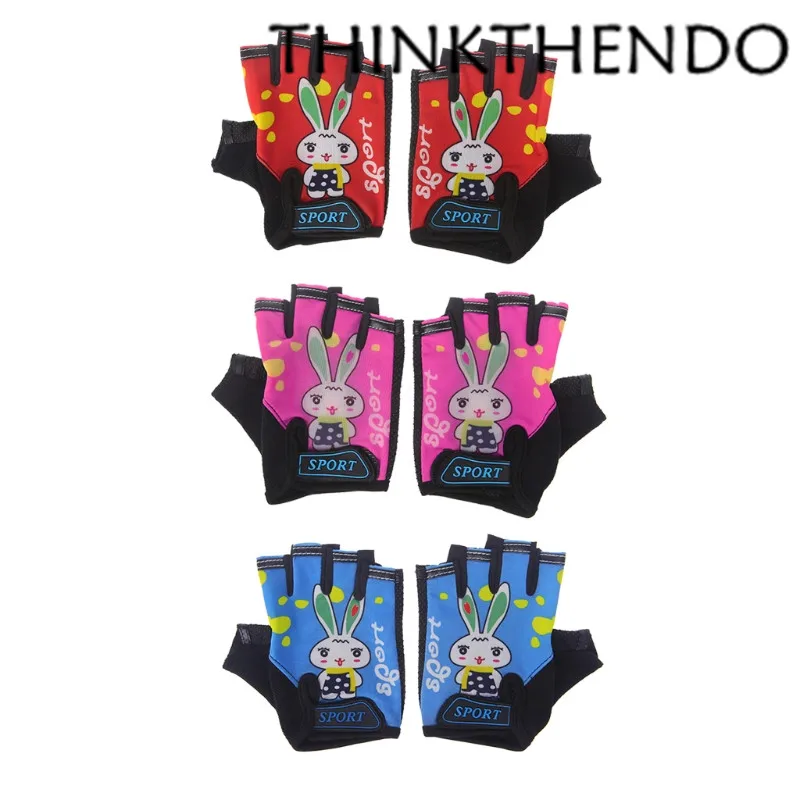 

Cycling Gloves Kids Child Rabbit Outdoor Sports Non Slip Breathable Half Finger