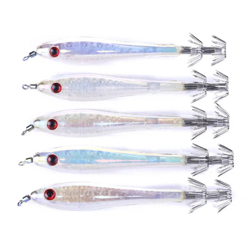 

Artificial Wobbler Luminous Squid Needle 7Colors 5pcs/set 6g/9.5cm With Hook Bionic Bait 3D Eyes Plastic Hard Bait Swimbait