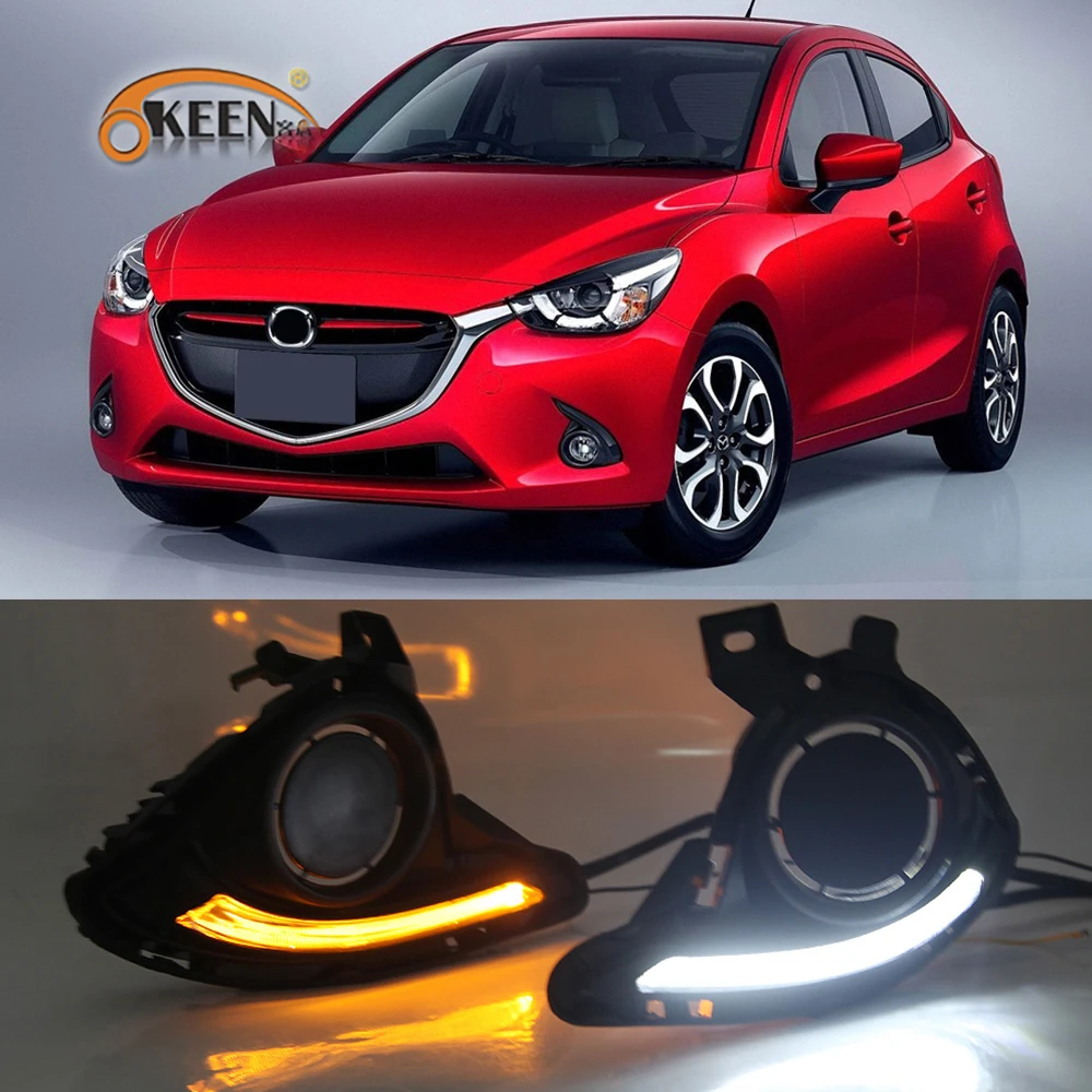 Okeen 2pcs Car Led Daytime Running Light For Mazda 2 Demio 2015 2016 2017 White Led Drl Drive