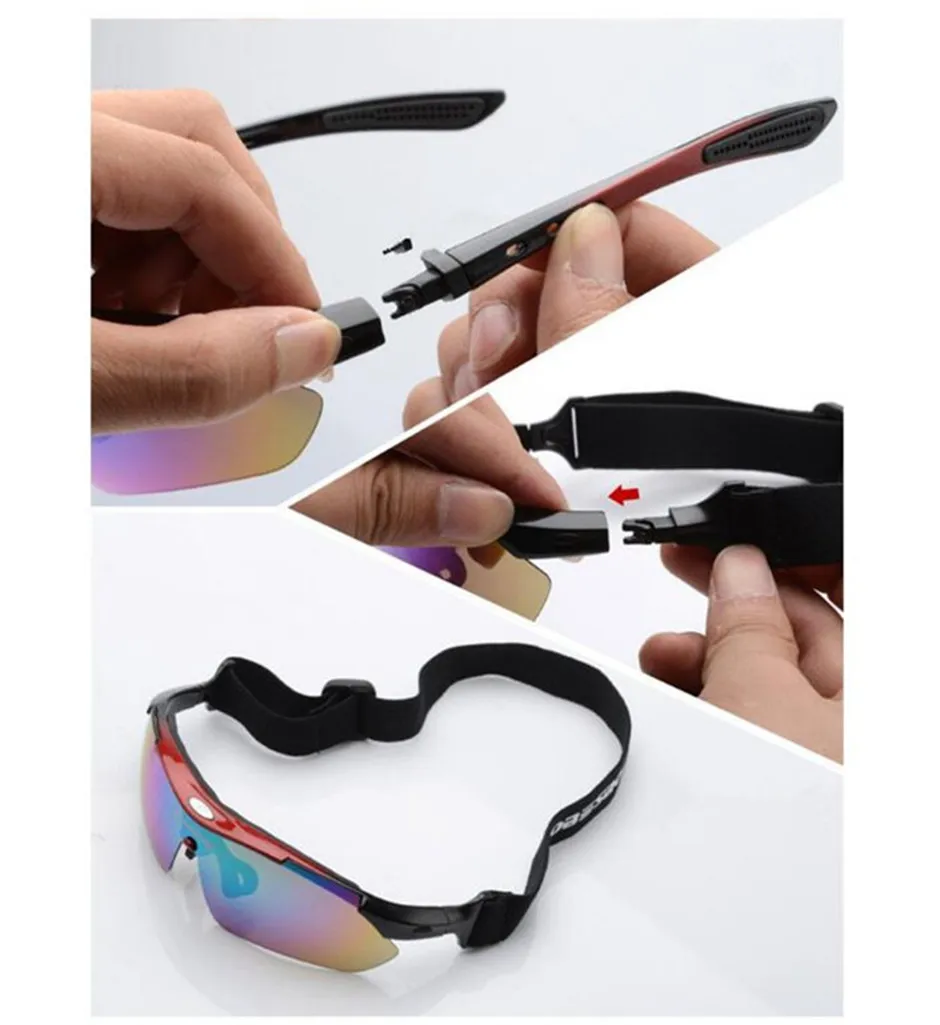 5 Lens Cycling Glasses Night vision Eyewear Change Lens Glasses Fishing Hiking Mountain Bike Bicycle Riding Sports Goggle Set