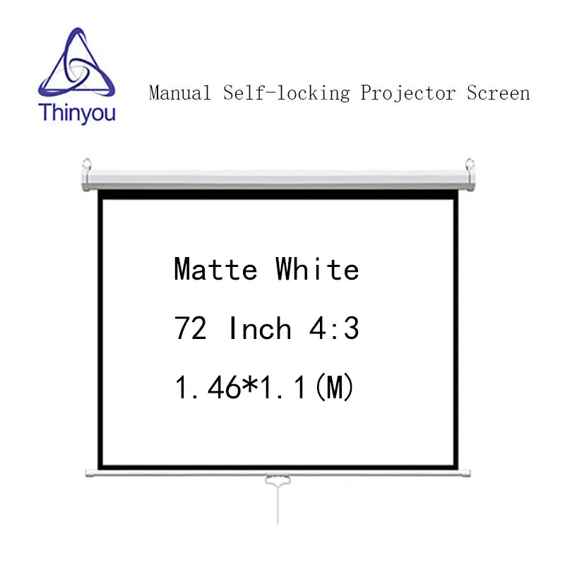 

Thinyou Self-locking Projector screen 72 inch 4:3 Pull Down Manual 3D Screen With Auto Self-Lock Suit For Cinema School Office