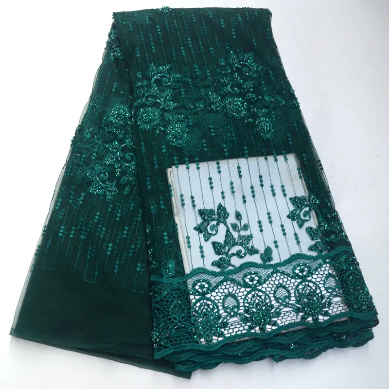 Красный Африканская кружевная ткань высокого качества кружевная aso ebi сетчатая ткань вышитая полностью бисером нигерийский Швейцарский кружевной ткани 5 ярдов RG405 - Цвет: Красный