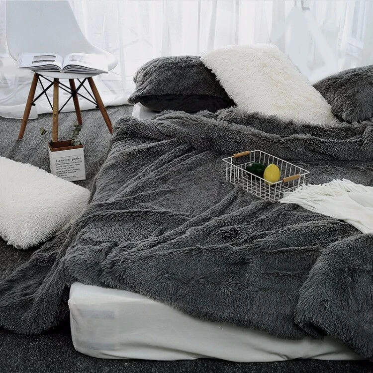 Large Size Comfortable Plush Blanket For Bed Living Room Super Soft Fur Throw Blanket Sofa Cover Warm Bedding Sheet 200x230cm
