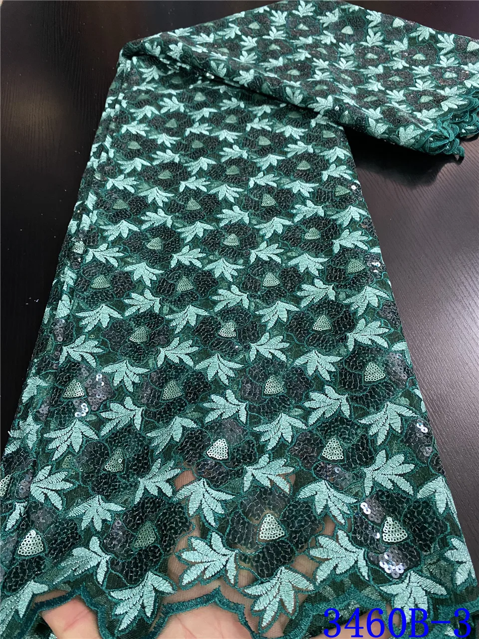 Popular Sequins Lace Fabrics Latest Green Organza for Women Dresses African Tulle Mesh with APW3460B | Дом и сад