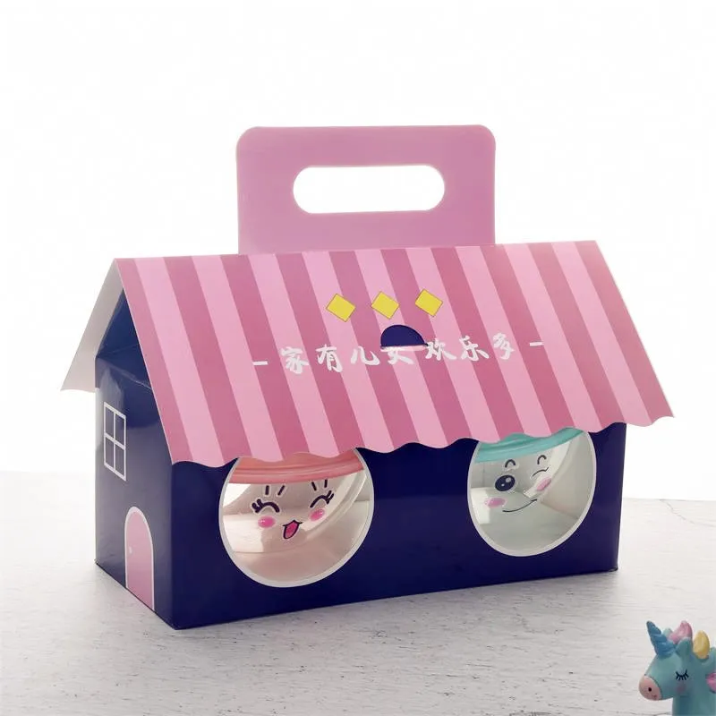 

50pcs Creative baking tool packaging box birthday party favor cake dessert ice decor plastic cups with lid and handle boxes