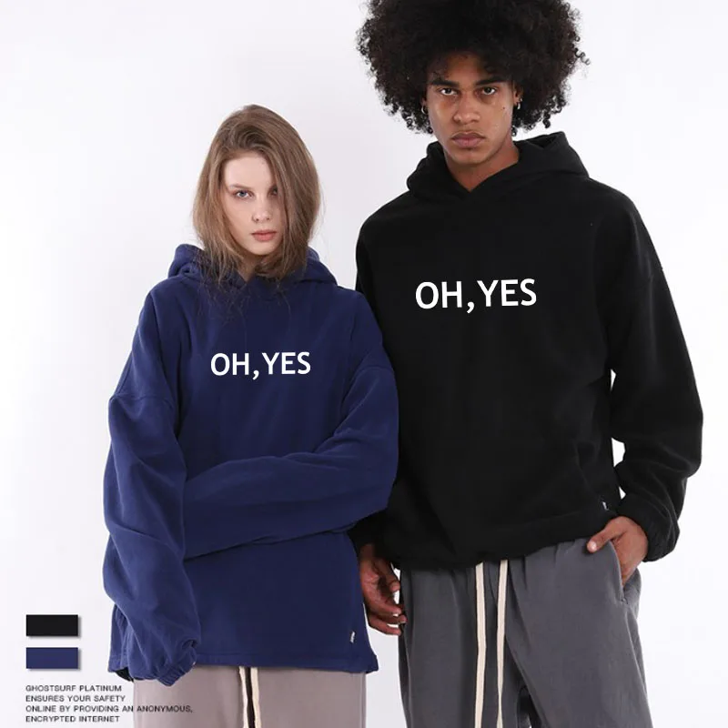 

2019 Letter Print "Oh Yes" Autumn Winter Sweatshirt Womens hoodies long-sleeved fleece sweatshirt Harajuku wind Casual Coat