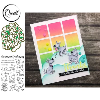 

QWELL Animal Dog Bone Footprint Metal Cutting Dies Match Clear Silicone Stamps Warm Sentiments DIY Scrapbooking Craft Card 2020