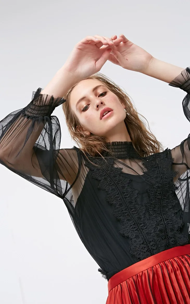 Vero Moda женские кружевные шифоновые топы с 3/4 рукавами | 319130502