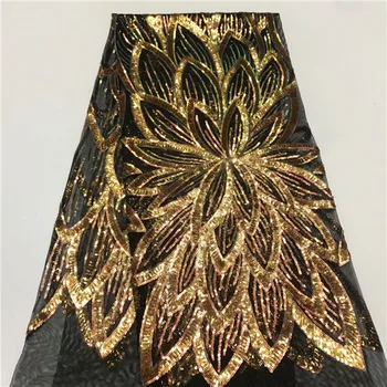 

African Lace Fabric 2019 High Quality Lace fabrics Nigerian lace with sequins Embroidery French Tulle net Lace Fabric