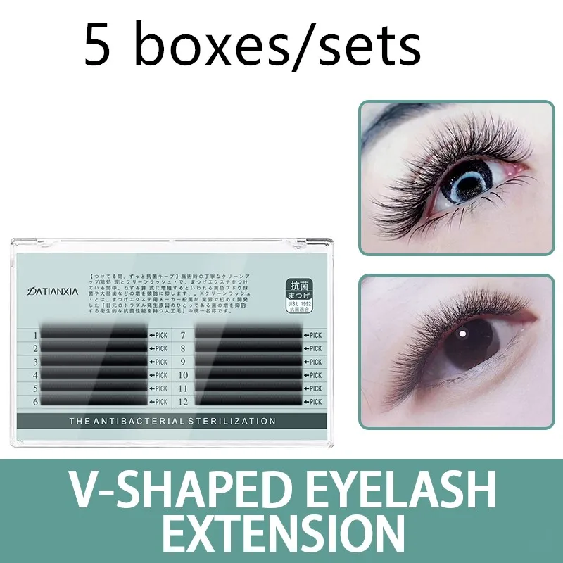 

5 boxes/sets V-shape eyelash extension natural lash crisscross soft mink individual eyelashes natural silk light fake lashes