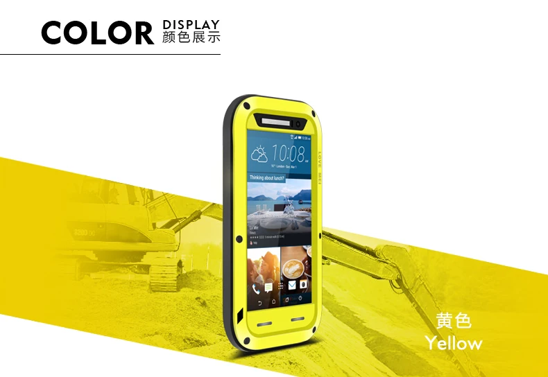 Yellow Love Mei для htc 10 водонепроницаемый ударопрочный Металлический Алюминиевый Чехол Gorilla glass для htc M10 три защитный чехол s - Цвет: Yellow