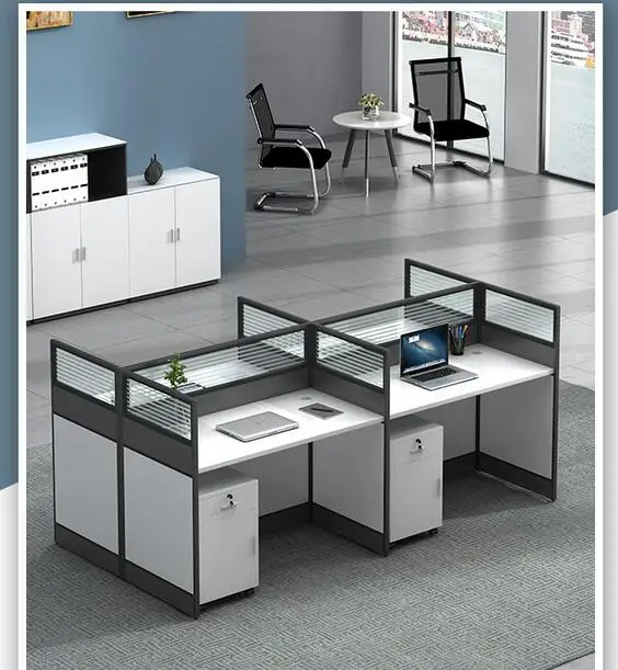 Simple and modern desk, four-person employee booth, office desk and chair combination, computer screen, booth 4 office desk and chair combination screen card seat for four people modern minimalist office furniture for six people staff table