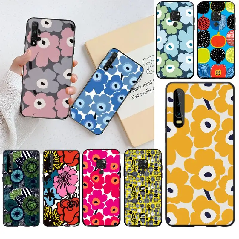 Мягкий чехол для телефона Marimekko Blue Flower на заказ Huawei P40 P30 P20 lite Pro Mate 30 20 P Smart 2019