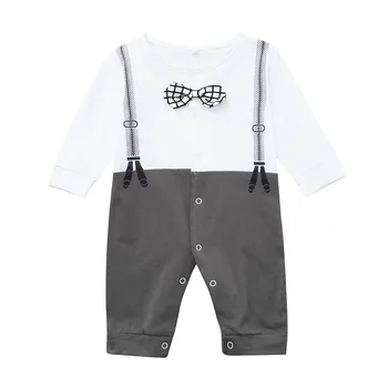 

Infant Newborn Baby Boys Girls Gentleman Print Bowtie Romper Jumpsuit Outfits clothes