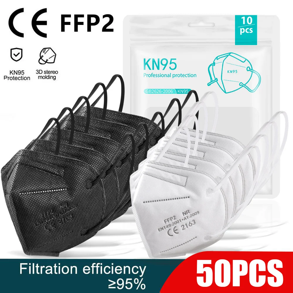 

50pcs Kn95 Face Masks FFP2mask ffp2 Certificate CE Safety Filter FFPP2 Maske FP2 Mouth Mask FFP3 Protective Masque ffp 2 españa