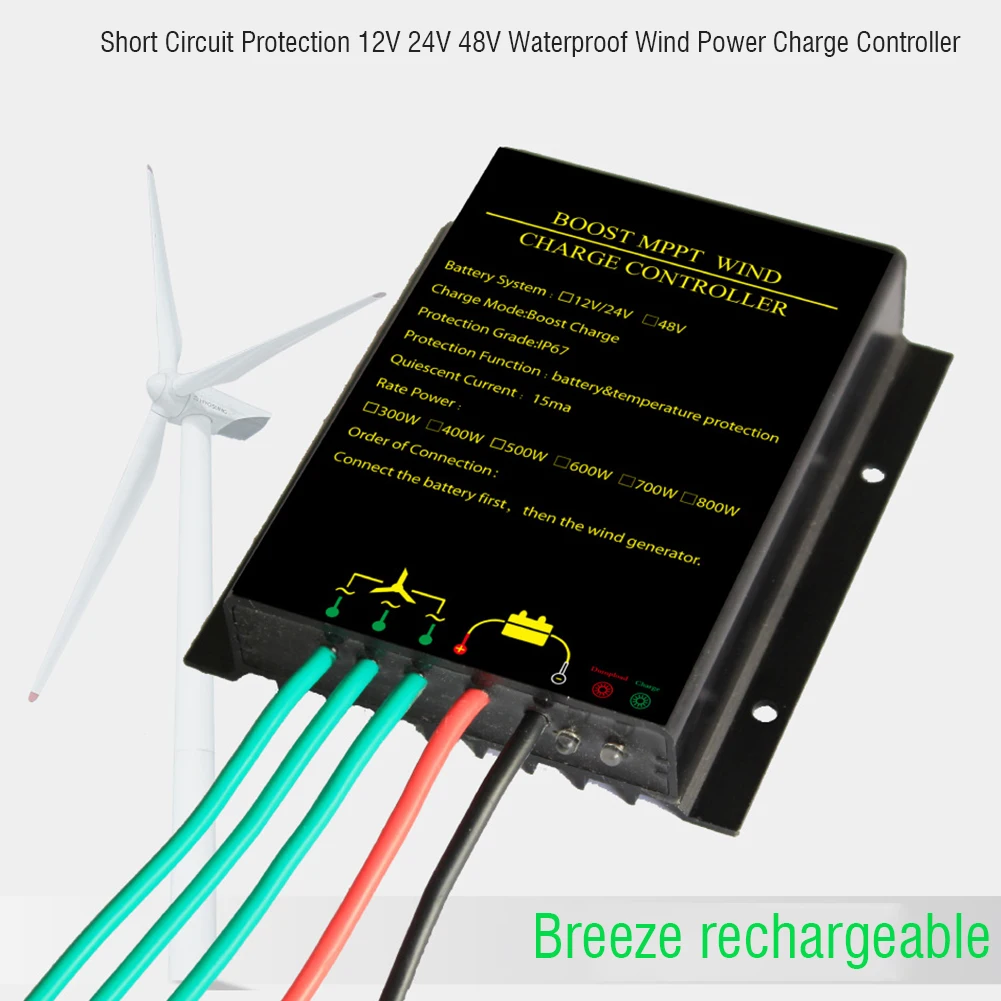 

Generator Short Circuit Protection Aluminum Safe Wind Power Practical 12V 24V 48V Durable Waterproof Regulator Charge Controller