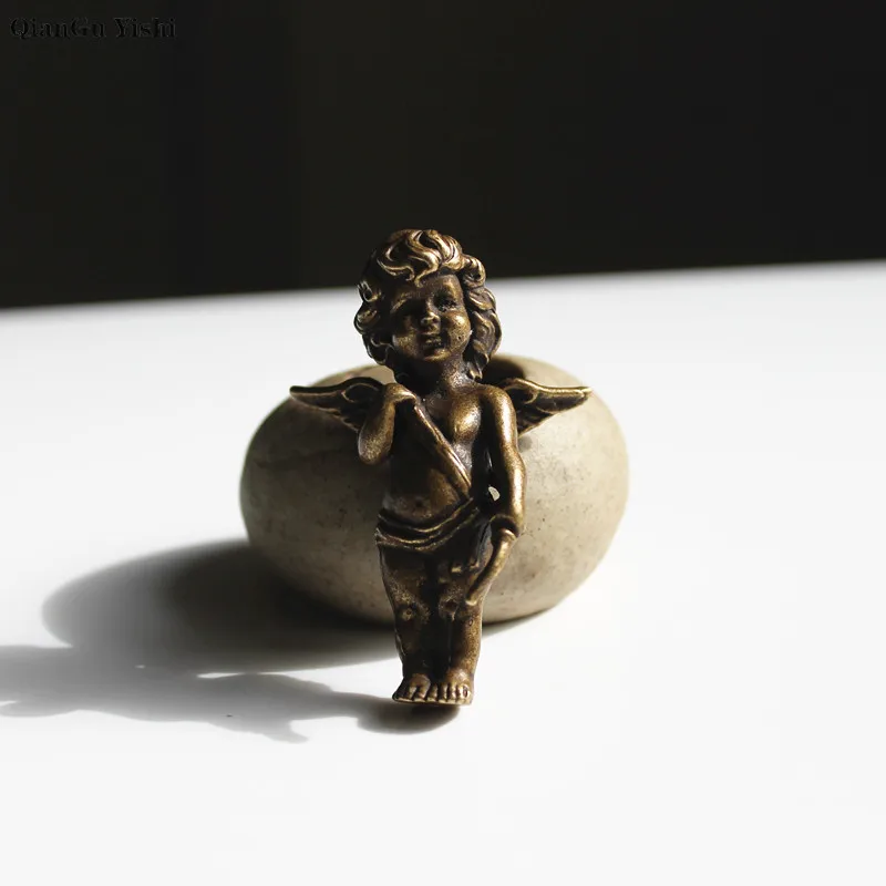  Solid brass LOVE god Cupid Ornaments Pure Copper figure models Keychains Pendants Charms Pen Holder