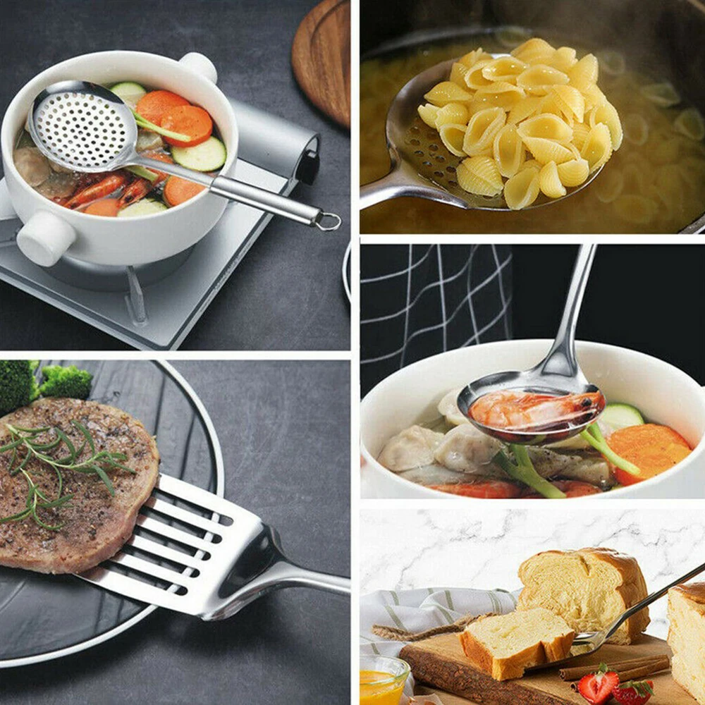 

5Pcs Stainless Steel Kitchen Utensil Set Cooking Serving Tools Spatula Spoon [3]