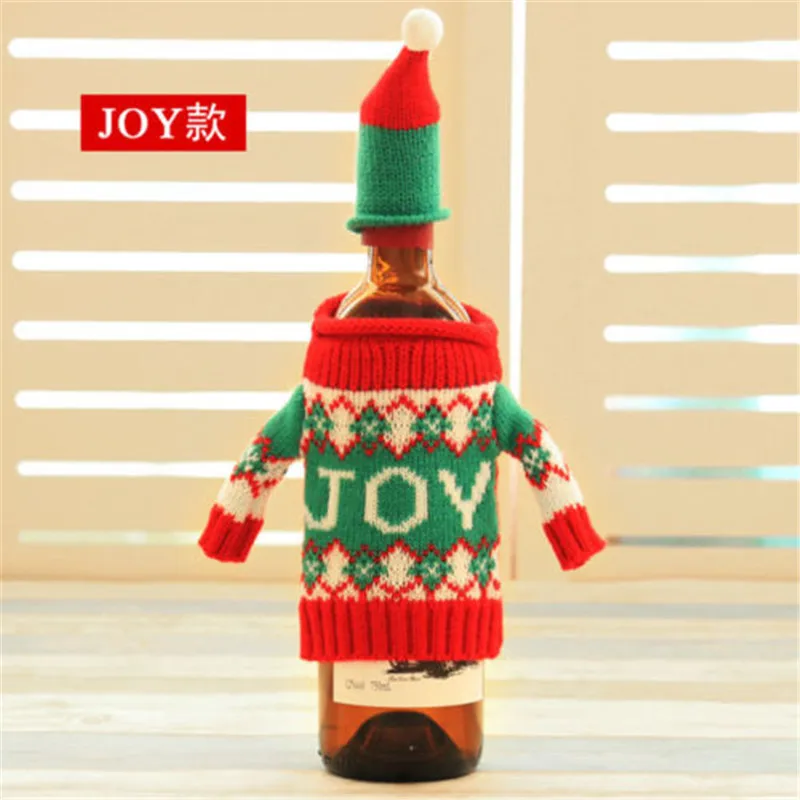 JOY Крышка бутылки вина одежда Рождество Санта олень стол бутылка декор для вечеринки Рождества - Цвет: JOY