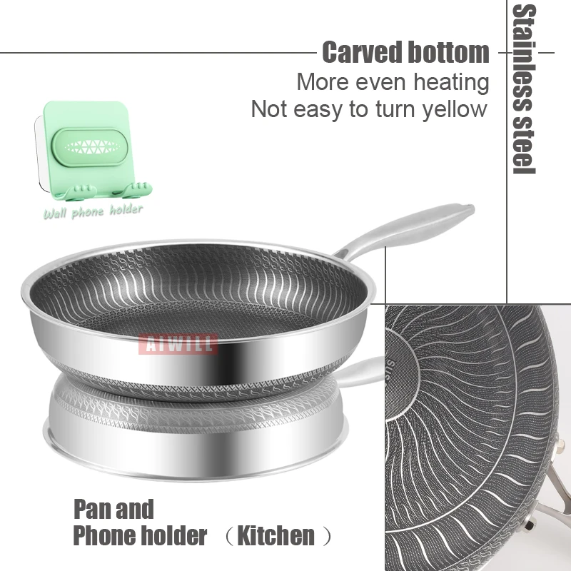 Non-stick frying pan and Wall phone holder