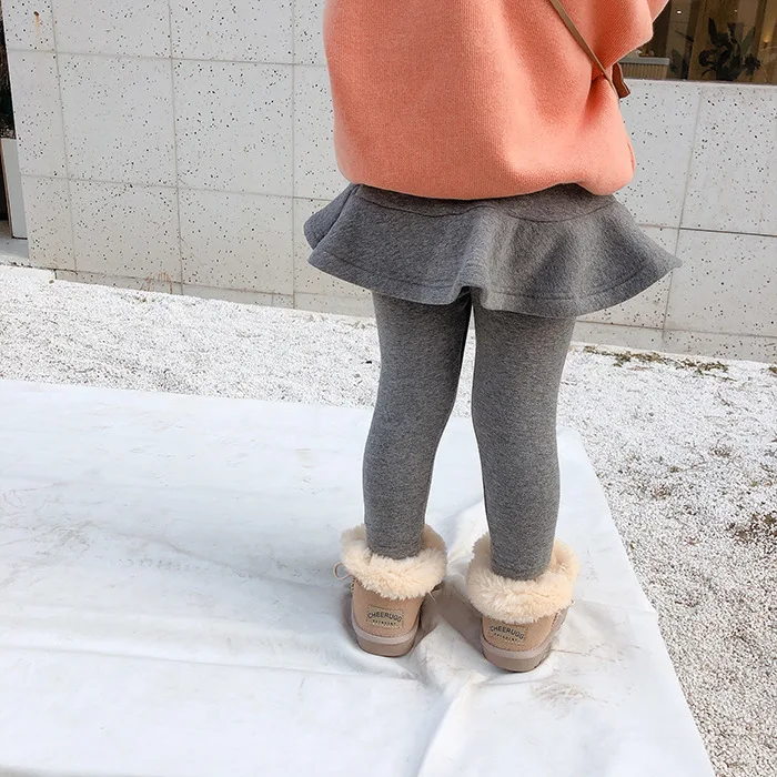 Autumn Winter cute girls warm thick pantskirt baby girl mirco velvet lining leggings with skirt