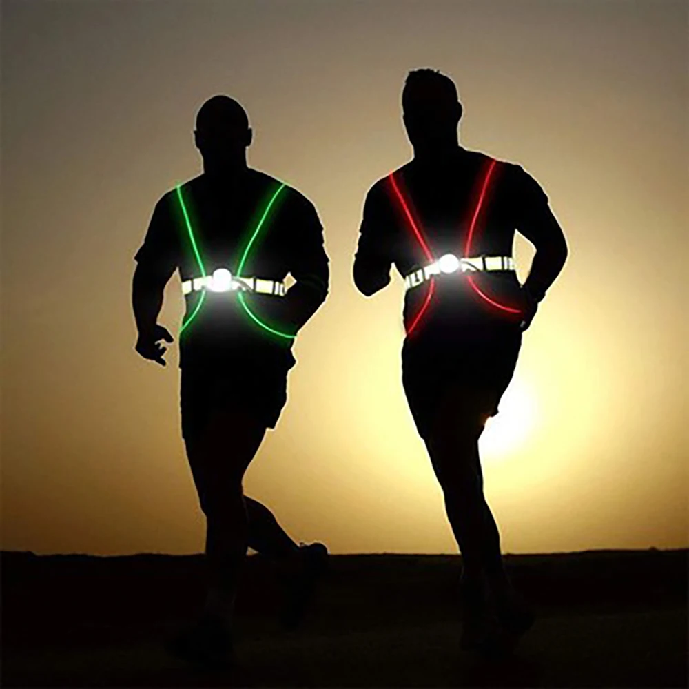 LED Light Reflective Vest High Visibility Safety for Night Cycling Running Riding Outdoor Activities | Спорт и развлечения