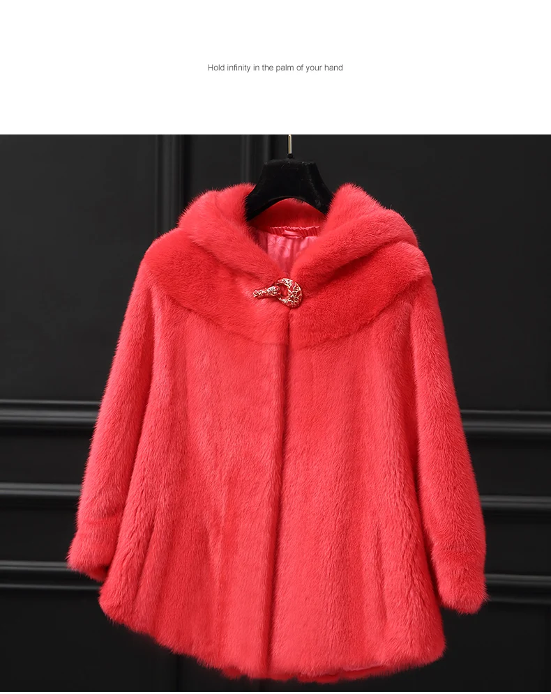 women's winter clothing outerwear coats real natural Ms. whole mink water mink coat hooded mink coat short paragraph 1021