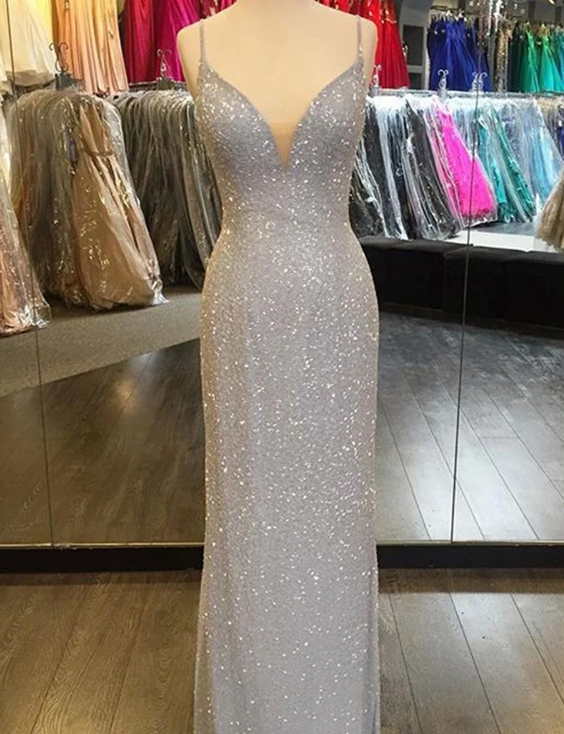 Простое Элегантное Длинное платье для выпускного вечера es облегающее платье на тонких бретельках со шлейфом без спинки небесно-голубое платье с блестками для выпускного вечера