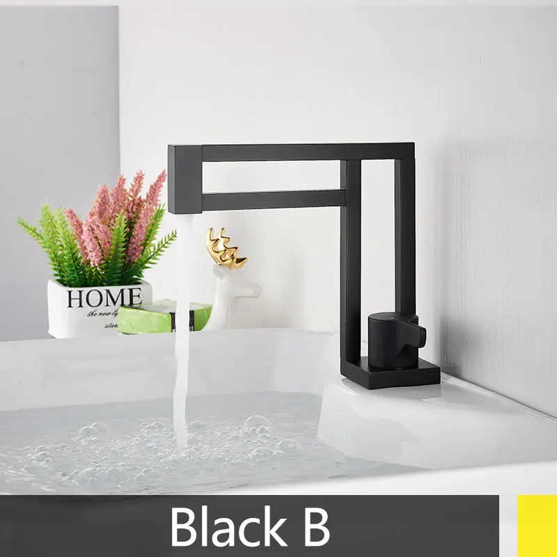 black B Художественный смеситель для раковины черного цвета, смеситель для горячей и холодной воды, современный дизайн - Цвет: black B