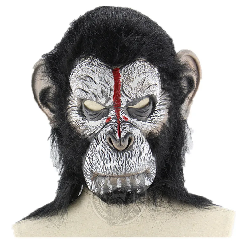 white ape Страшный динозавр, тигр, панда, единорог, собака, резиновая маска животного, латексные Вечерние Маски для животных, Детские Вечерние Маски для маскарада на Хэллоуин, забавная маска - Цвет: white ape