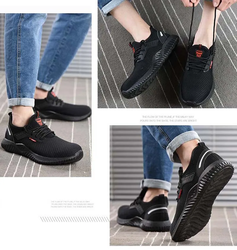 DEWBEST/ защитная обувь; мужские легкие рабочие кроссовки унисекс со стальным носком; дышащие износостойкие модные ботинки