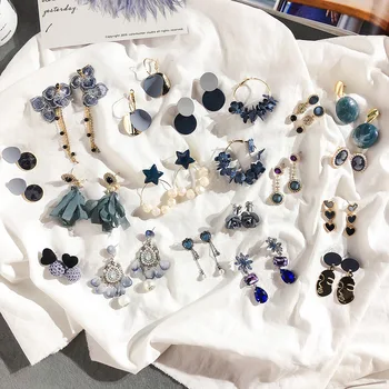 

Morandi Color Big earring Korean Fashion Flower Crystal Artificial pearls Drop Earrings For Women Ear Jewelry Accessories Gifts