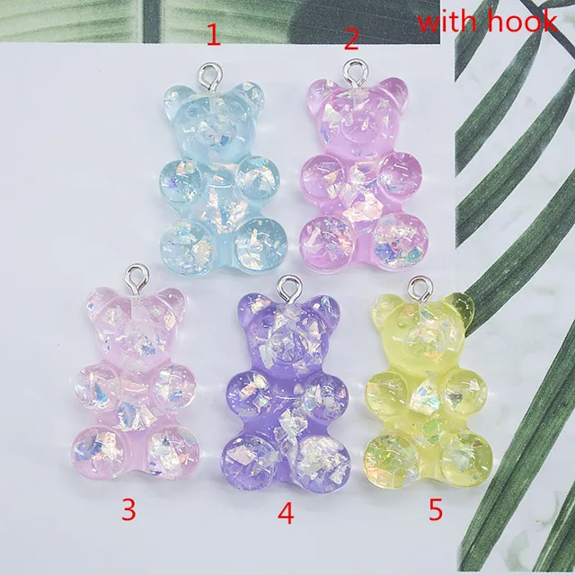 20*30mm 10pcs gummy bear flatback Resin Cabochons Scrapbook Craft Embellishments  Headwear accessories with hooks