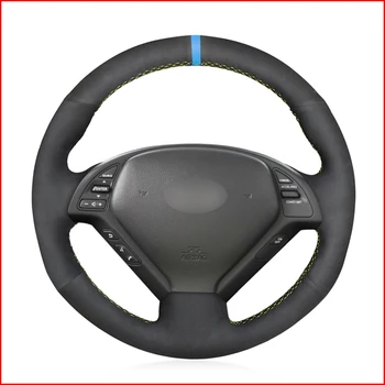 

MEWANT Black Suede Leather Steering Wheel Cover for Infiniti G25 G35 G37 EX EX35 EX37 Q Q40 Q60 QX50 (US) 2014-2018