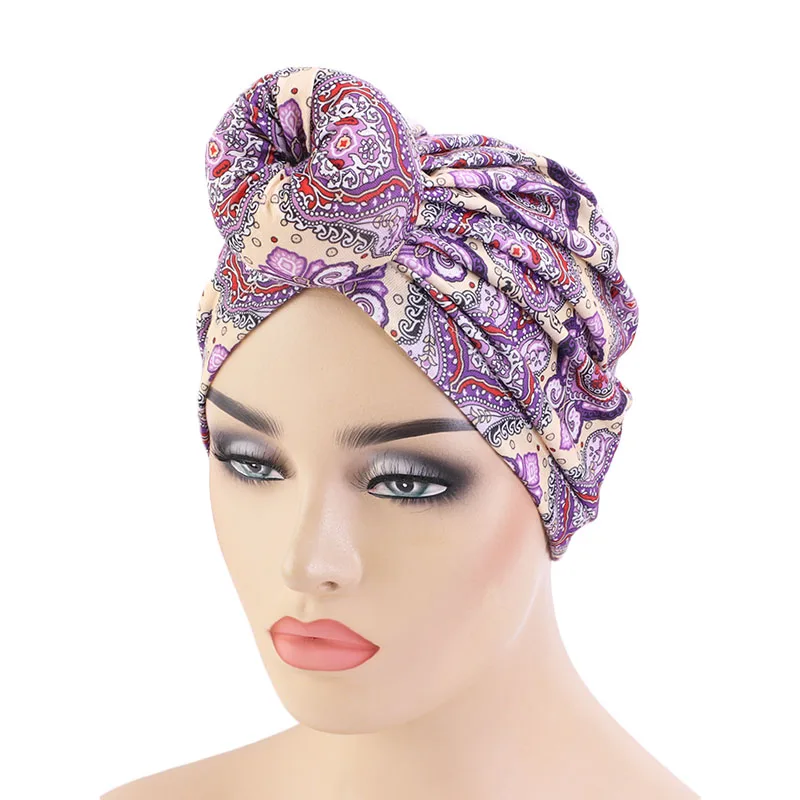 Turban Chimio Noeud Femme Bonnet Musulmanes Coton Wrap Hijib Cap