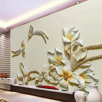 

customized wallpaper for walls relief Peony wallpapers background wall floral relief decorative painting background wall