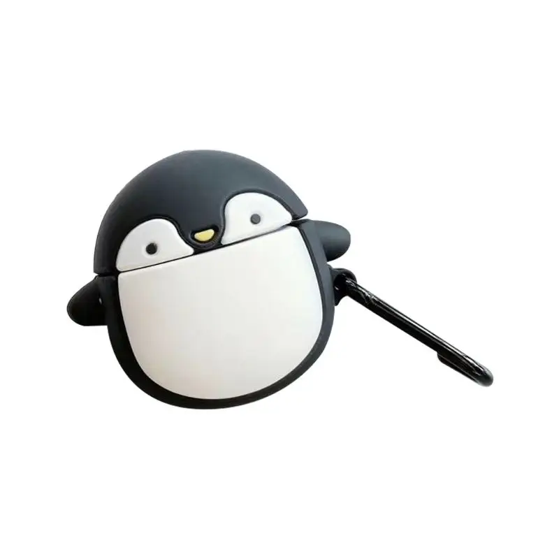 

Cute Penguin Pattern Soft Silicone Protective Cover Shockproof Case Skin with Carabiner for Airpods 1/2 Charging Box Accessories