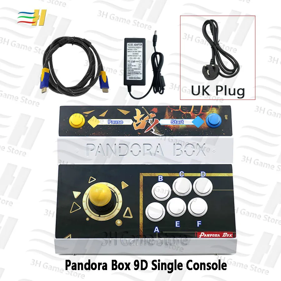 PB9D single UK plug Pandora Box 9D однопользовательская консоль, встроенная в 2500 В 1, имеет 3d игровую аркадную поддержку, 3 P, 4 P, игровой usb-геймпад tekken - Цвет: PB9D single UK plug