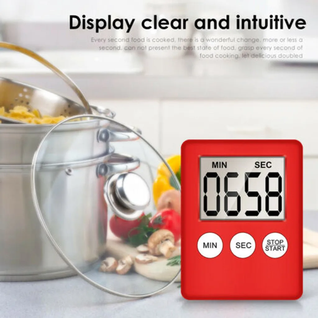 

Kitchen Count Timer Large Digital LCD Kitchen Cooking Timer Count-Down Up Clock Alarm Magnetic 70x53x9mm