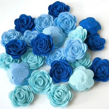Mixed Artificial Felt Rose Flower 24PCS DIY Handmade Craft Material Tools for Bow Headband Applique Sewing Accessories 4