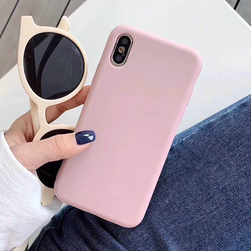 For iPhone 7 Phone Case Simple Solid Candy Color 11 Pro X XR XS Max 6 6s 8 Plus Silicone Soft TPU Cover | Мобильные телефоны и