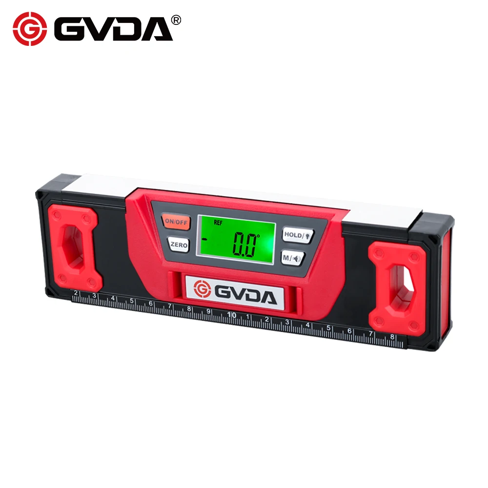 Nível de Espírito Gvda Digital Bolha Magnética Elétrica 360 Graus Ângulo Finder Transferidor Inclinômetro Horizontal Escala Régua