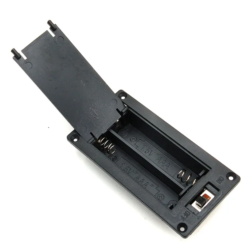 10 Pz/Lotto 2X1.5V Aaa Portabatterie Rettangolare Incorporato Custodia 2 Slot 3V Aaa Batterie Shell Cover Con Interruttore